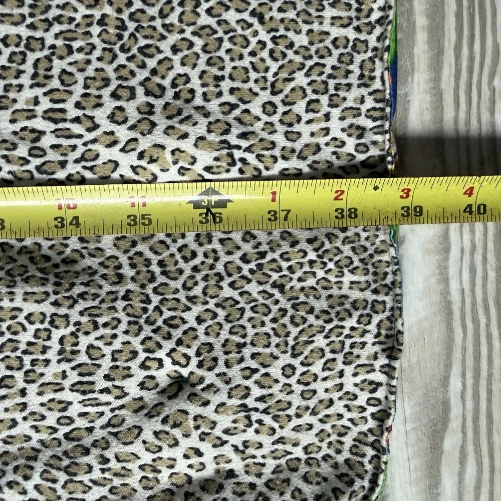 Handmade VTG Colorful Baby Quilt Animals Animal Print Hand Tied Cheetah Leopard